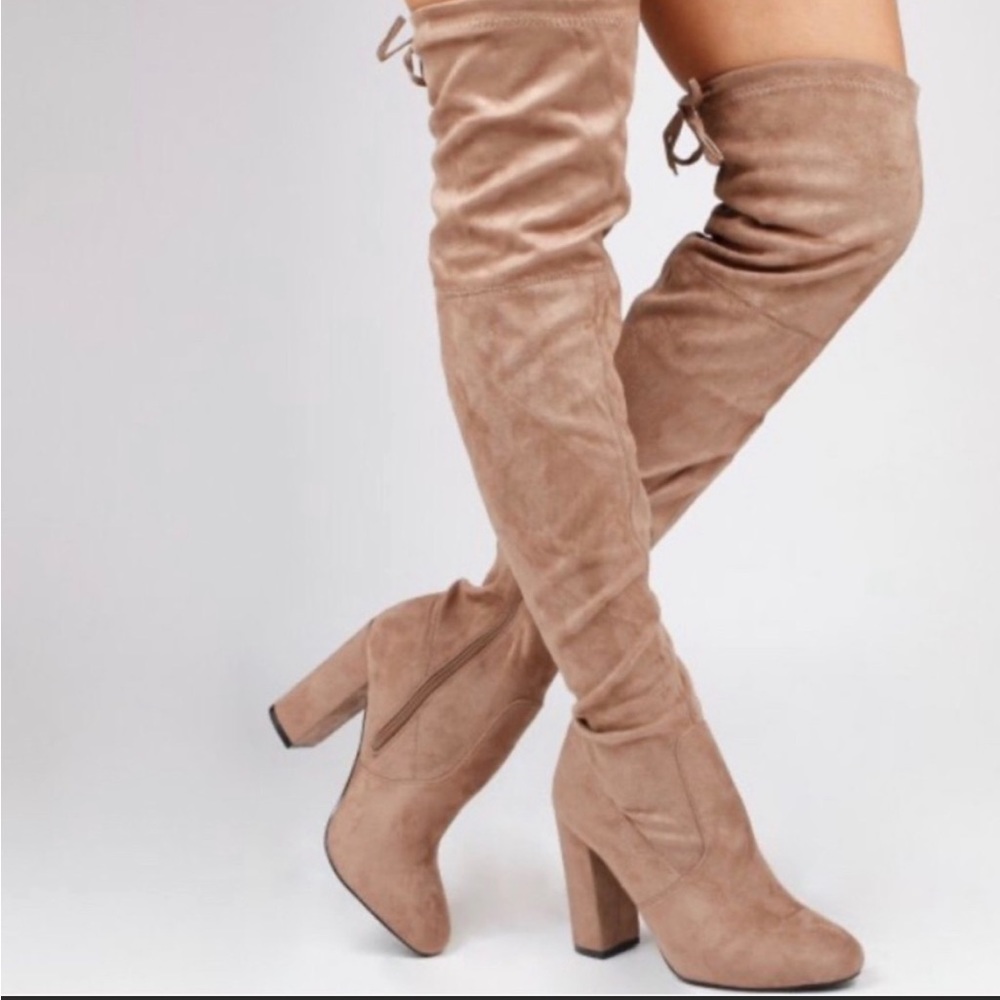 Suede Over The Knee Heeled Boots